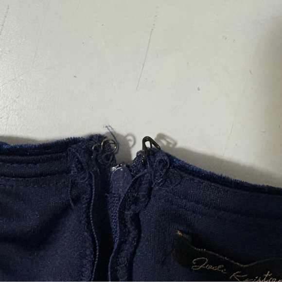 Jodi Kristopherson Size 15 Navy Blue Velvet Maxi Leg Slit Formal Dress Prom - Picture 7 of 7